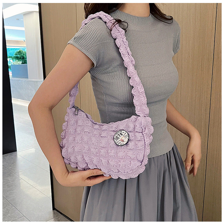 New Popular Cloud Puff Bag, Girl Fashion Pleated Shoulder Bag, Simple Portable Underarm Bag