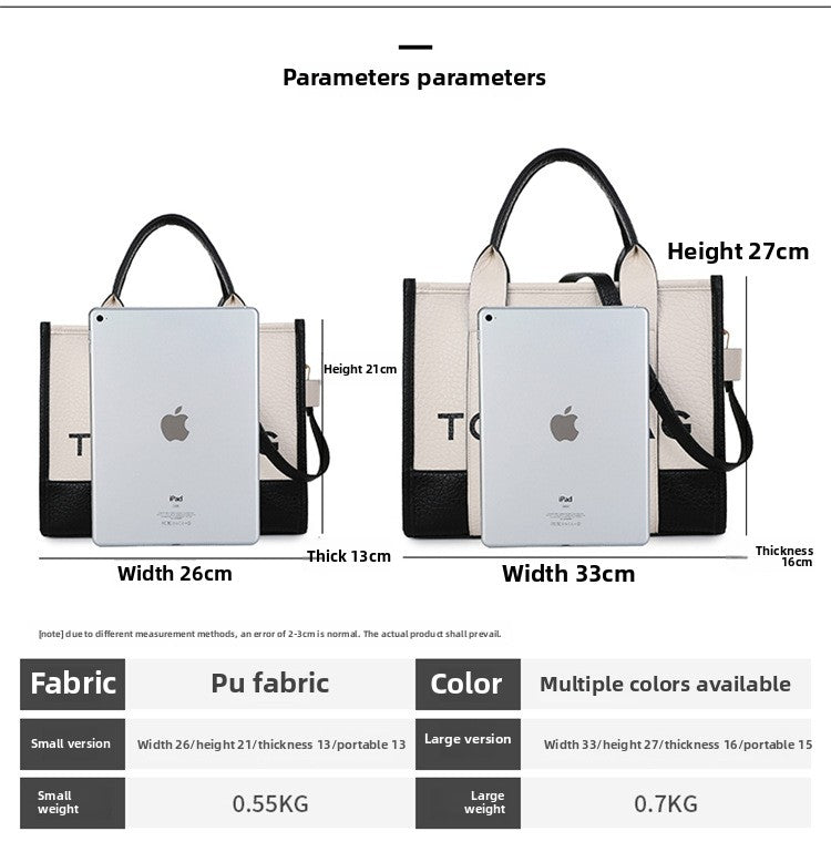 Foreign Trade Cross-border Double-color PU Letter Tote Bag, Fashionable and Versatile Women's Shoulder Messenger Bag Going Out Handbag
