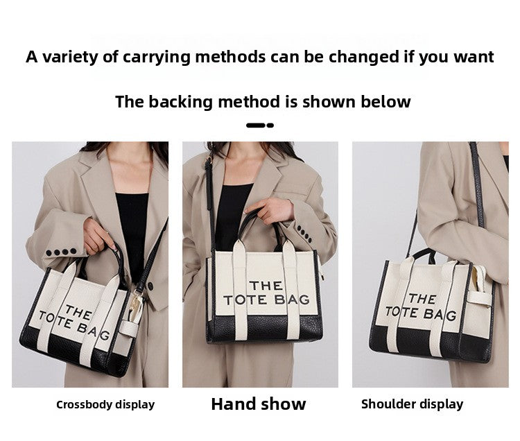 Foreign Trade Cross-border Double-color PU Letter Tote Bag, Fashionable and Versatile Women's Shoulder Messenger Bag Going Out Handbag