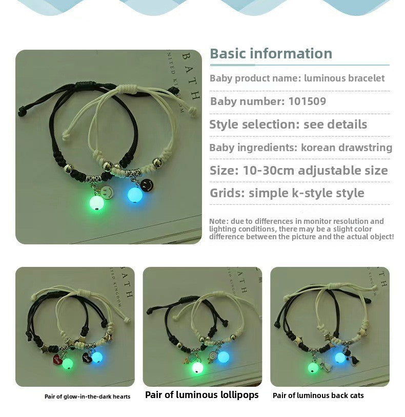 European and American Cross-border Popular Luminous Bracelet Female Student Two Girlfriends Friendship Korean Version Fashion Luminous Bracelet Couple