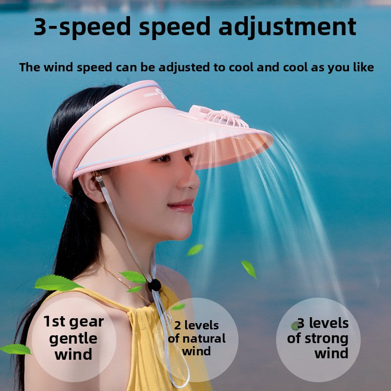 Summer Hat Empty Top Sunshade Fan Hat Travel Outdoor Sun Hat Women's Charging Big Edge Sunshade Hat Wholesale Hat