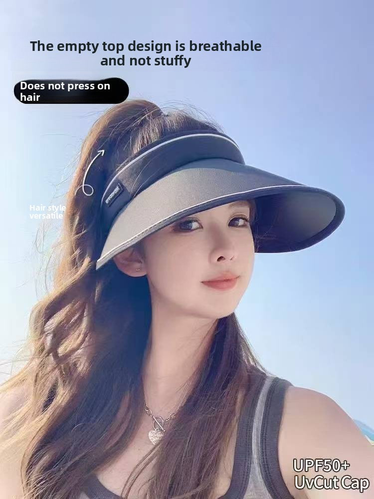 18D Double-sided Ice Silk Empty Top Hat, Sunshade and Sunscreen, One Color, Can Be Rolled, Can Be Stored, Is Very Convenient To Carry, and Has Sweat-absorbing Belt.