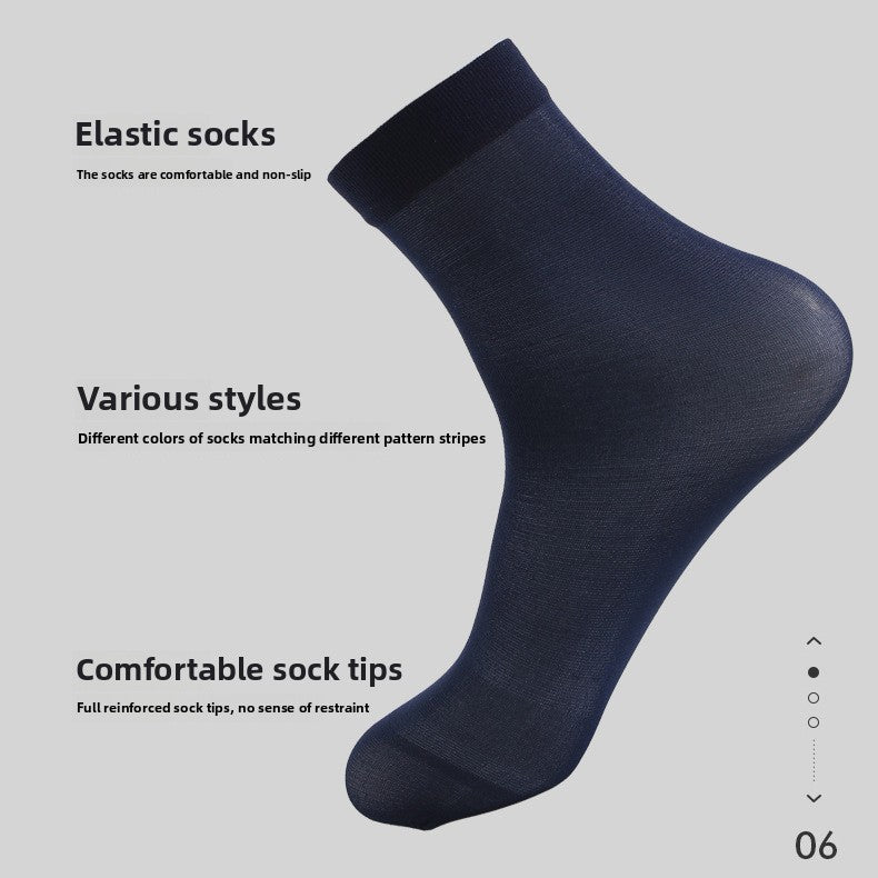 Men's Socks, Thin Medium Tube Men's Socks, Men's Business Socks, Spring and Summer Men's Stockings, Men's Ice Silk Solid Color Wholesale