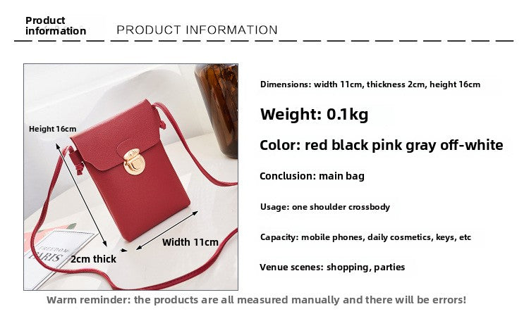 2025 Spring New Korean Version Women's Bag Solid Color Shoulder Mobile Phone Bag Crossbody Change Small Bag Super Hot Low-cost E-commerce Goods