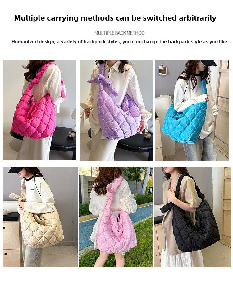 Foreign Trade Wholesale New Pleated Cloud Men and Women with The Same Oblique Span Shoulder Bag Large Capacity Tote Women's Bag