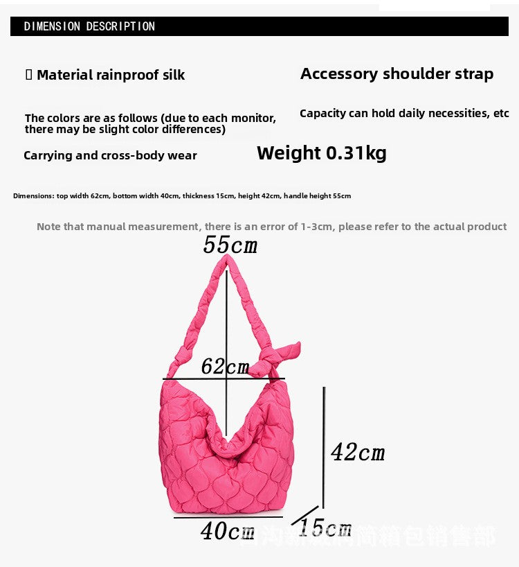Foreign Trade Wholesale New Pleated Cloud Men and Women with The Same Oblique Span Shoulder Bag Large Capacity Tote Women's Bag