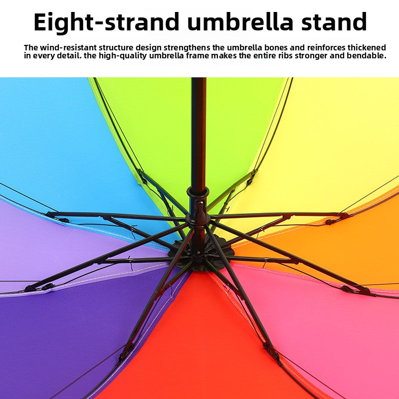 Cross-border Hand-opened Folding Rainbow Umbrella Wholesale Stall Umbrella Men and Women Promotional Umbrella Umbrella Custom Logo Advertising Umbrella