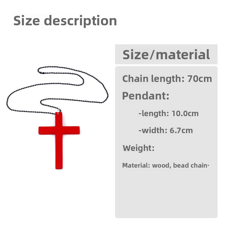 Hot Sale, European and American Fashion Cross Necklace, Wooden Simple Versatile Sweater Chain Accessories Nkd44