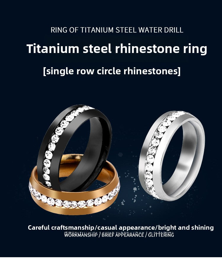Hot Selling Titanium Steel Ring Niche Single Row Rhinestone Diamond Set Exquisite Ring Stainless Steel Jewelry Directly From The Manufacturer