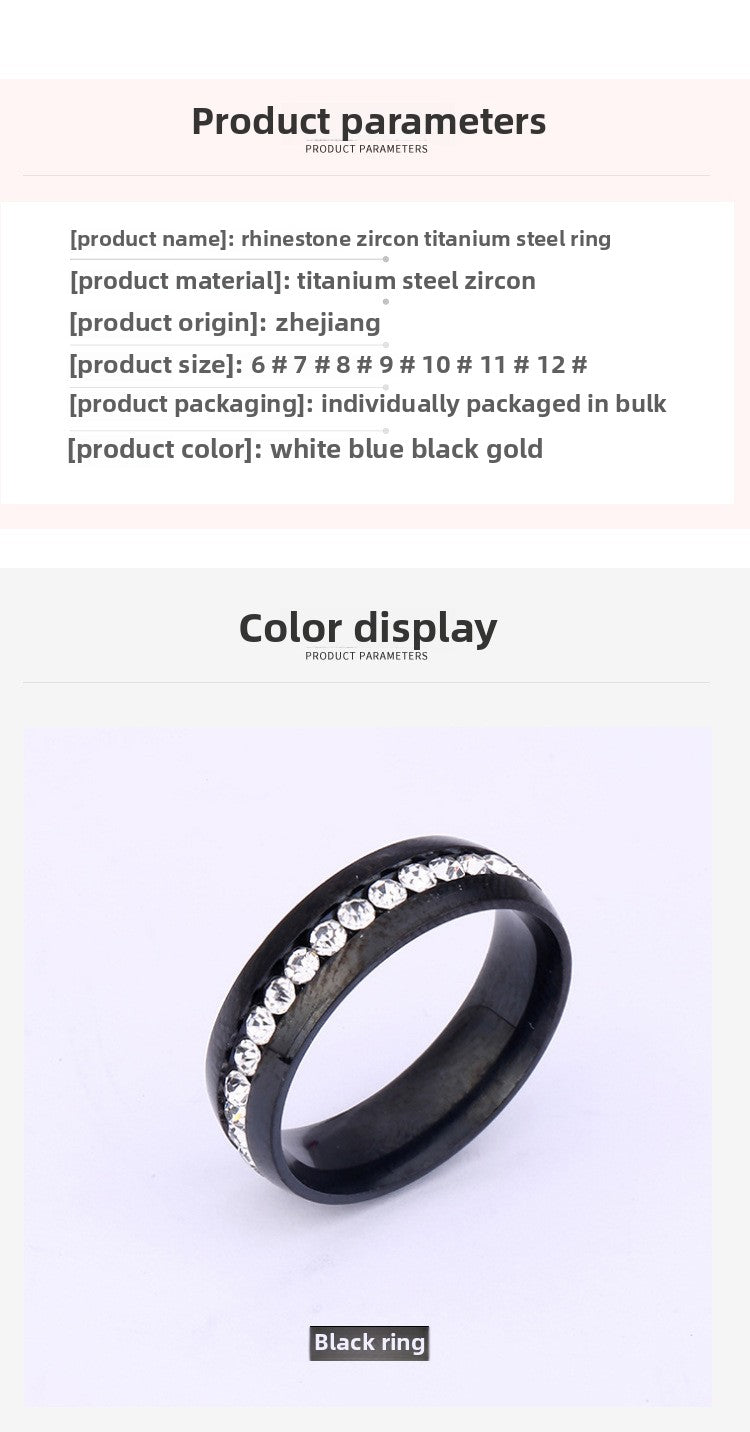 Hot Selling Titanium Steel Ring Niche Single Row Rhinestone Diamond Set Exquisite Ring Stainless Steel Jewelry Directly From The Manufacturer