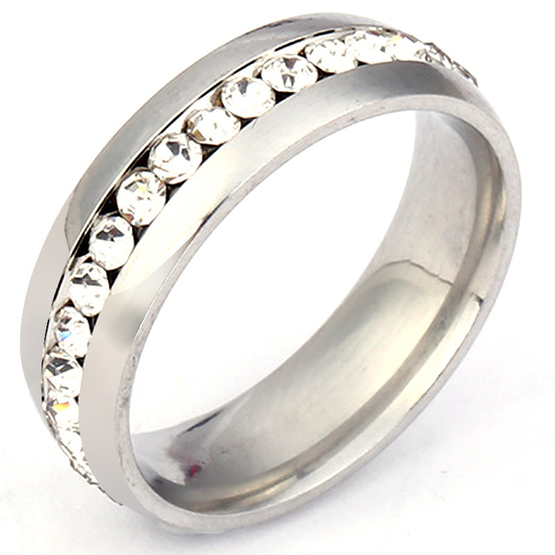 Hot Selling Titanium Steel Ring Niche Single Row Rhinestone Diamond Set Exquisite Ring Stainless Steel Jewelry Directly From The Manufacturer