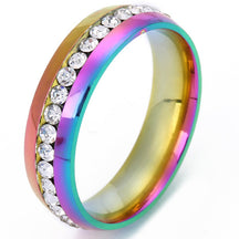 Hot Selling Titanium Steel Ring Niche Single Row Rhinestone Diamond Set Exquisite Ring Stainless Steel Jewelry Directly From The Manufacturer