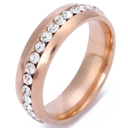Hot Selling Titanium Steel Ring Niche Single Row Rhinestone Diamond Set Exquisite Ring Stainless Steel Jewelry Directly From The Manufacturer