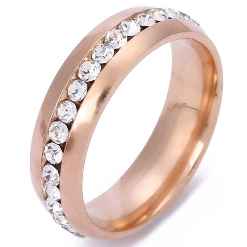Hot Selling Titanium Steel Ring Niche Single Row Rhinestone Diamond Set Exquisite Ring Stainless Steel Jewelry Directly From The Manufacturer