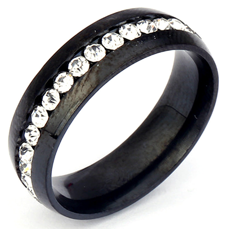 Hot Selling Titanium Steel Ring Niche Single Row Rhinestone Diamond Set Exquisite Ring Stainless Steel Jewelry Directly From The Manufacturer