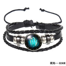 Popular 12 Constellation Cowhide Bracelet Personalized Retro Woven Star Bracelet, Twelve Constellation Leather Bracelet
