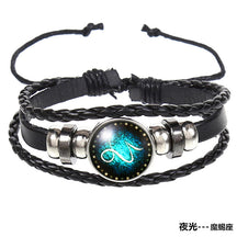 Popular 12 Constellation Cowhide Bracelet Personalized Retro Woven Star Bracelet, Twelve Constellation Leather Bracelet