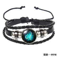 Popular 12 Constellation Cowhide Bracelet Personalized Retro Woven Star Bracelet, Twelve Constellation Leather Bracelet