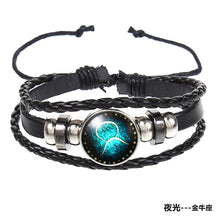 Popular 12 Constellation Cowhide Bracelet Personalized Retro Woven Star Bracelet, Twelve Constellation Leather Bracelet