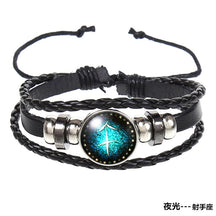 Popular 12 Constellation Cowhide Bracelet Personalized Retro Woven Star Bracelet, Twelve Constellation Leather Bracelet
