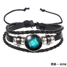 Popular 12 Constellation Cowhide Bracelet Personalized Retro Woven Star Bracelet, Twelve Constellation Leather Bracelet