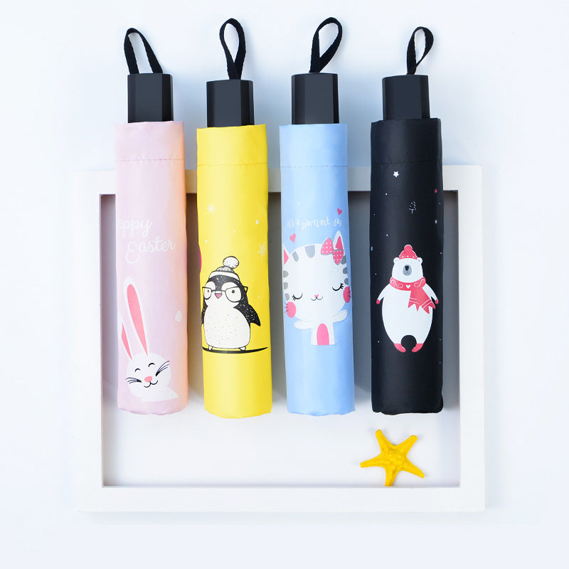 [Special Offer] Manual Vinyl Sunscreen Eye Umbrella UV Protection Women's Three-fold Gift Umbrella Clearance Wholesale