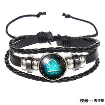 Popular 12 Constellation Cowhide Bracelet Personalized Retro Woven Star Bracelet, Twelve Constellation Leather Bracelet