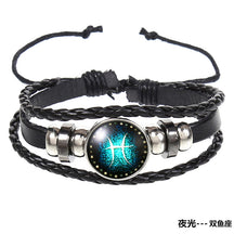 Popular 12 Constellation Cowhide Bracelet Personalized Retro Woven Star Bracelet, Twelve Constellation Leather Bracelet