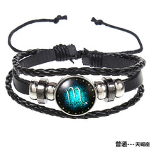 Popular 12 Constellation Cowhide Bracelet Personalized Retro Woven Star Bracelet, Twelve Constellation Leather Bracelet