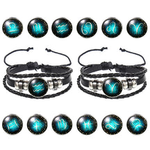 Popular 12 Constellation Cowhide Bracelet Personalized Retro Woven Star Bracelet, Twelve Constellation Leather Bracelet