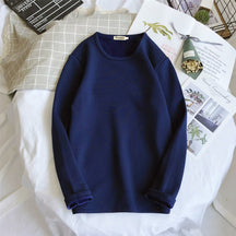 Men's Fleece Thickened Long-sleeved T-shirt Crew Neck Autumn Slim-fit Bottoming Shirt Winter Solid Color Warm T-shirt on Clothes