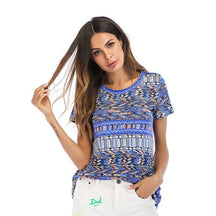 [Foreign Trade Clearance] Summer New Printed Slim Short Sleeve Medium and Long T-Shirt Women's Loose Large Size Women's Top