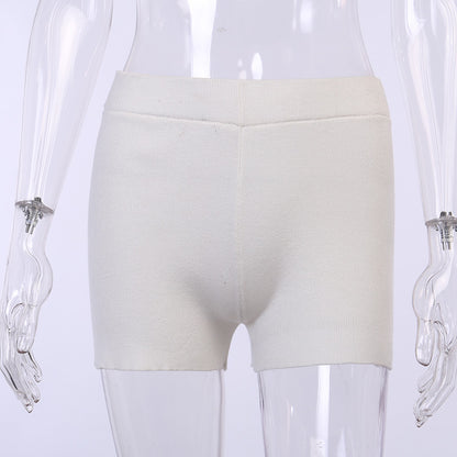 European and American Foreign Trade Solid Color Knitted Shorts Women's Spring and Summer Street Hipster Style Flat Angle Bottoming Straight Boxer Shorts