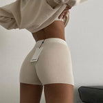 European and American Foreign Trade Solid Color Knitted Shorts Women's Spring and Summer Street Hipster Style Flat Angle Bottoming Straight Boxer Shorts