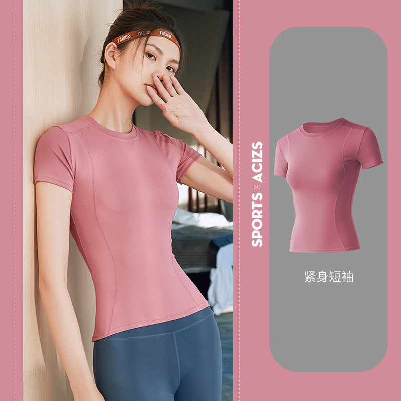 Yoga Clothes, Female Slim Sports and Thin Fitness Clothes, Running Sweat-absorbing Tights, Yoga Tops.