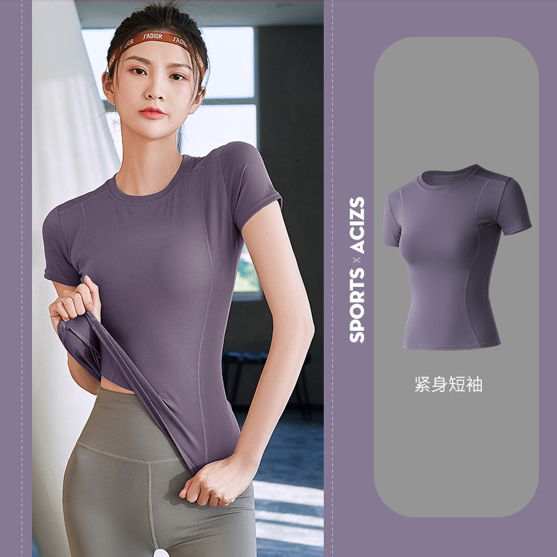 Yoga Clothes, Female Slim Sports and Thin Fitness Clothes, Running Sweat-absorbing Tights, Yoga Tops.