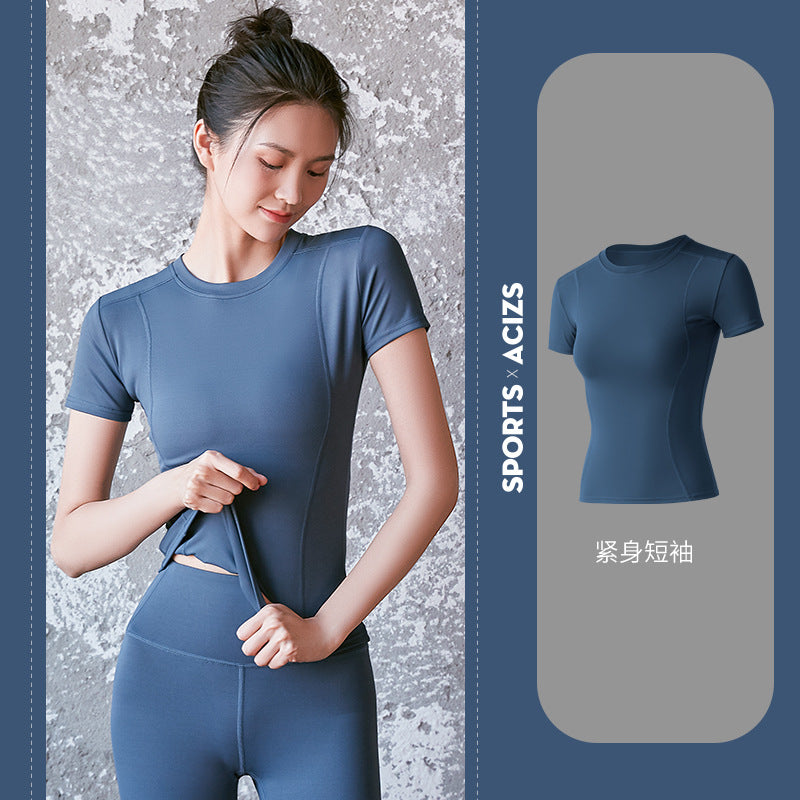 Yoga Clothes, Female Slim Sports and Thin Fitness Clothes, Running Sweat-absorbing Tights, Yoga Tops.