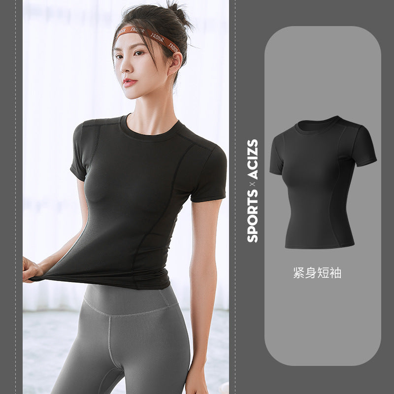 Yoga Clothes, Female Slim Sports and Thin Fitness Clothes, Running Sweat-absorbing Tights, Yoga Tops.