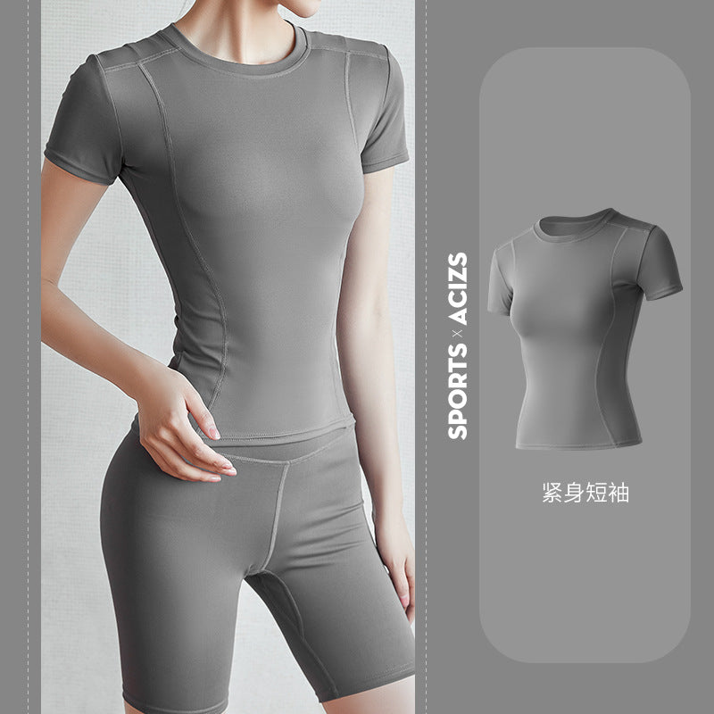 Yoga Clothes, Female Slim Sports and Thin Fitness Clothes, Running Sweat-absorbing Tights, Yoga Tops.