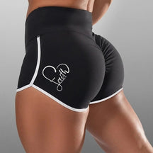 Summer European and American Foreign Trade Women's Large Size Sexy Solid Color Printed High Waist Sports Running Tight Hip Shorts