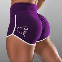 Summer European and American Foreign Trade Women's Large Size Sexy Solid Color Printed High Waist Sports Running Tight Hip Shorts