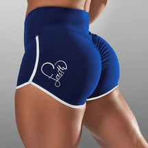 Summer European and American Foreign Trade Women's Large Size Sexy Solid Color Printed High Waist Sports Running Tight Hip Shorts
