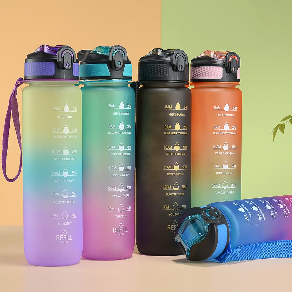 Gradual Change bottle, Gradual Change Color Outdoor Matte 1000ml Sports Water Cup