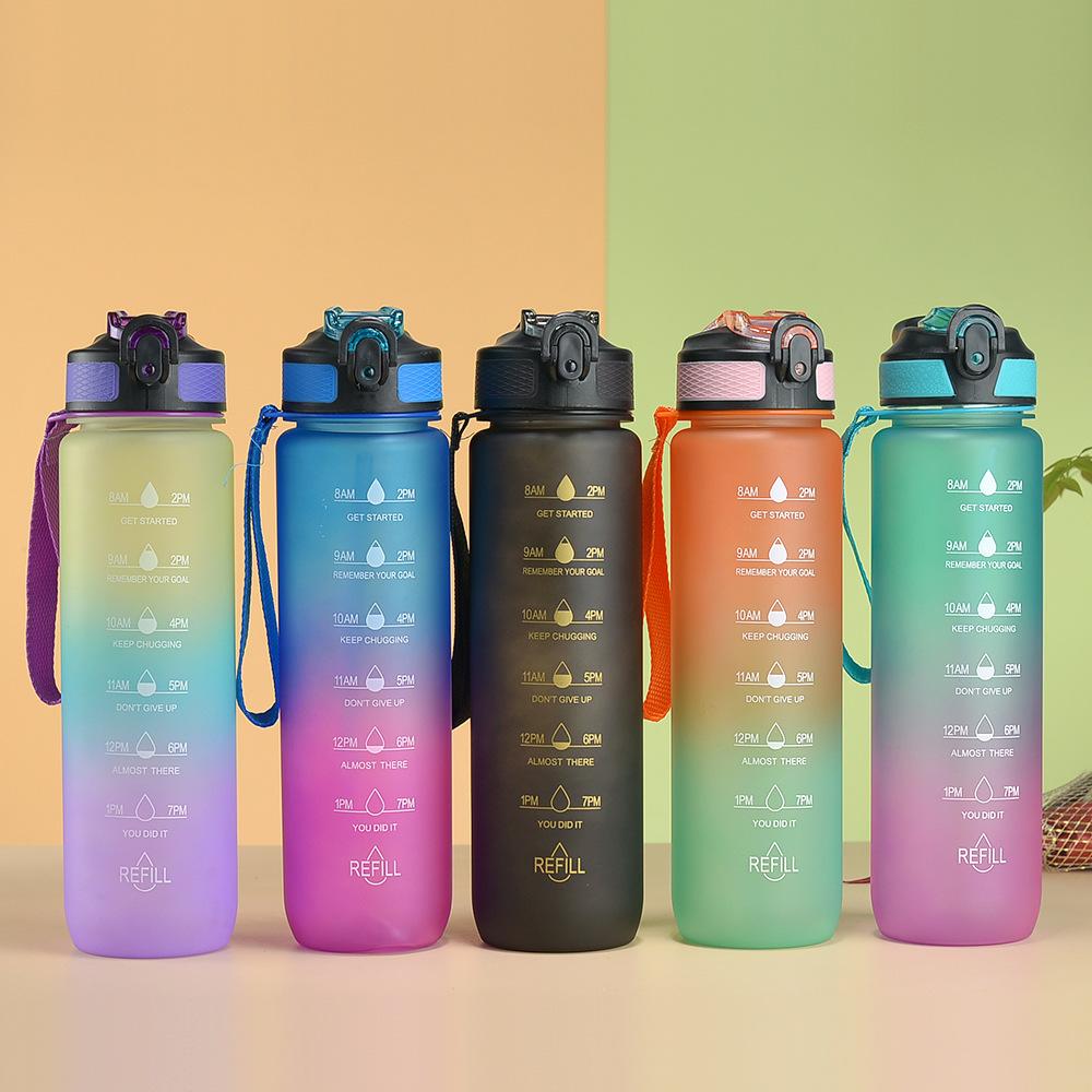 Gradual Change bottle, Gradual Change Color Outdoor Matte 1000ml Sports Water Cup