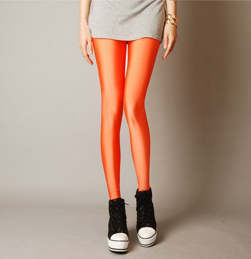 Foreign Trade Large-size Women's Clothing New Elastic Nine-point Women's Pants Summer Thin Candy-colored Fluorescent Leggings