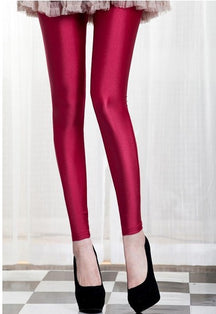 Foreign Trade Large-size Women's Clothing New Elastic Nine-point Women's Pants Summer Thin Candy-colored Fluorescent Leggings