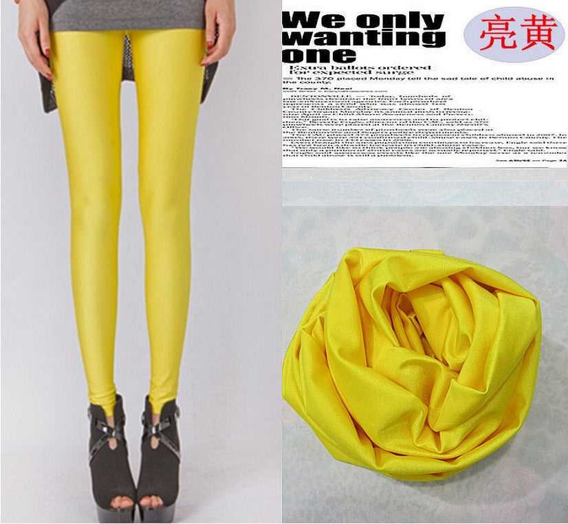 Foreign Trade Large-size Women's Clothing New Elastic Nine-point Women's Pants Summer Thin Candy-colored Fluorescent Leggings
