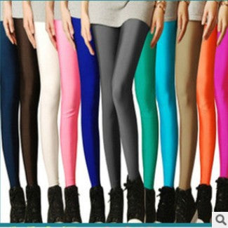 Foreign Trade Large-size Women's Clothing New Elastic Nine-point Women's Pants Summer Thin Candy-colored Fluorescent Leggings