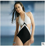 European and American Sexy Backless Triangle One-piece Swimsuit, AliExpress, Black and White Color Matching Foreign Trade Hot Spring Swimsuit Women Wholesale