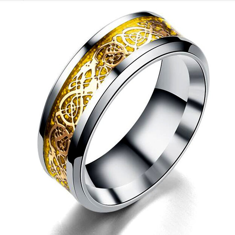Popular Jewelry, Dragon Pattern Ring, Trendy Versatile Titanium Steel Ring, Wholesale of European and American Fashion Men's Ring